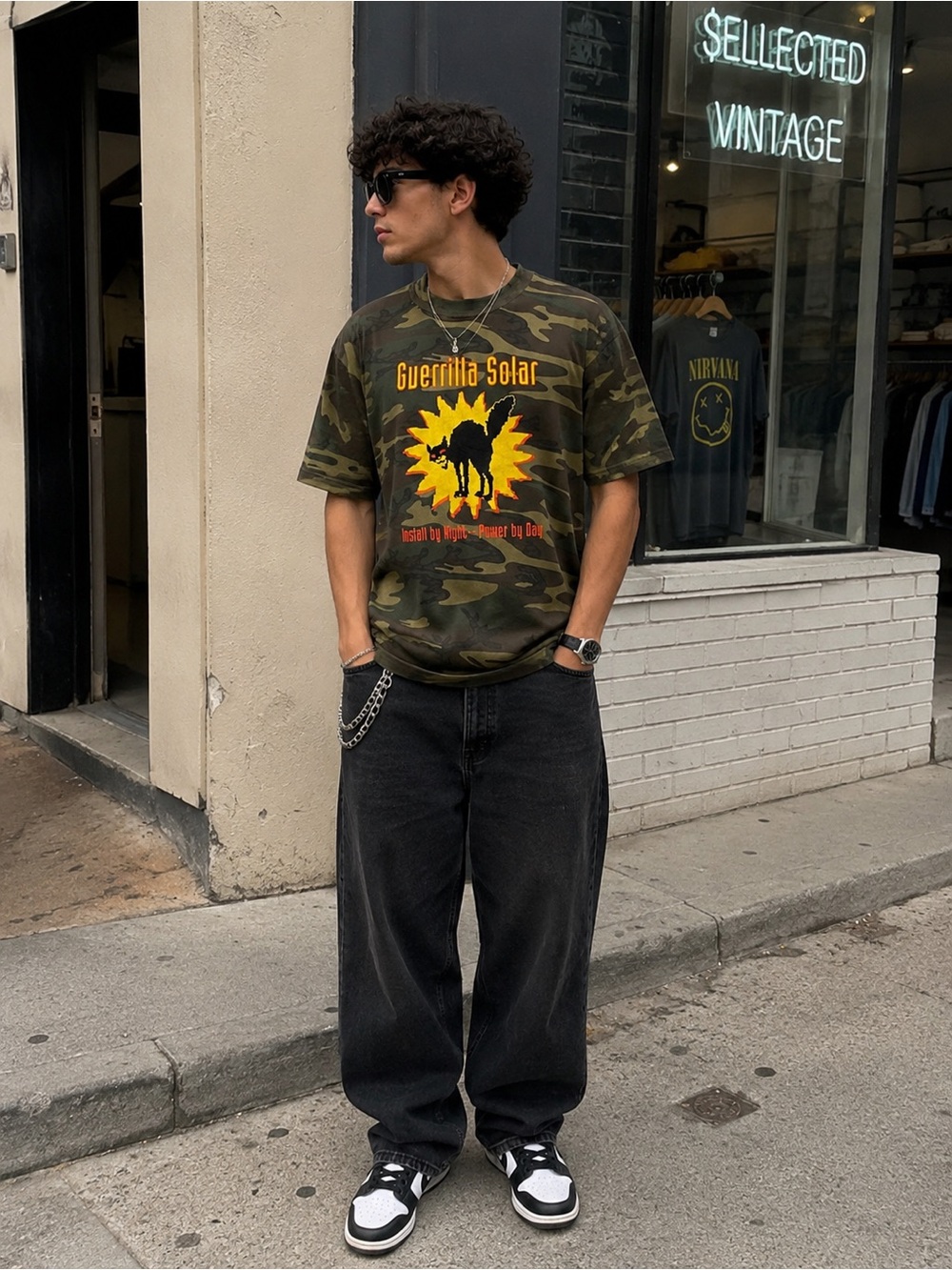 Vintage Camo Guerrilla Solar Single Stitch  Tee